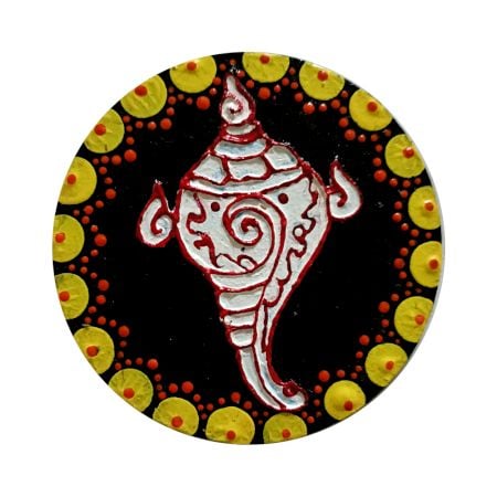 Hand-Painted Back-to-Back Decorative Piece â€“ Jagannath & Shankh Design